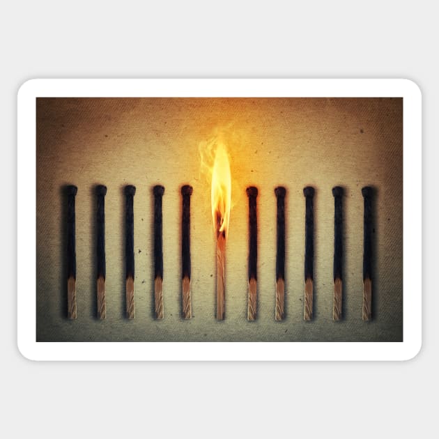 match burning alone Sticker by psychoshadow